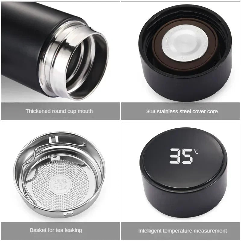Stainless steel water bottle with temperature display 500 ml